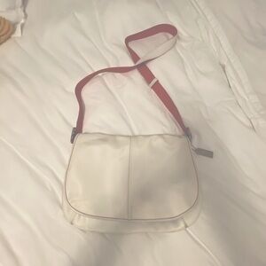 Coach Beige crossbody purse with orange trim